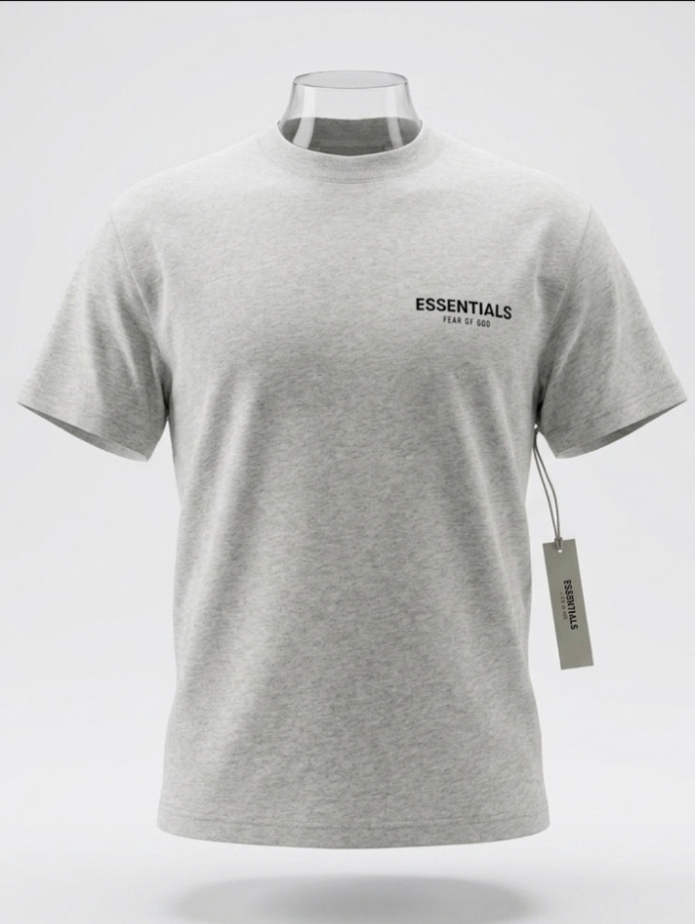 ESSENTIALS Men’s Light Gray Logo Crewneck Tee